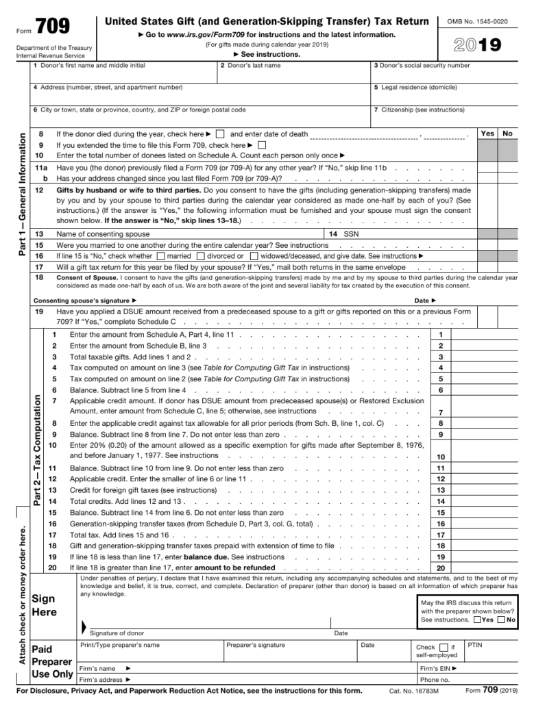 IRS Form 709 Download Fillable PDF Or Fill Online United States Gift