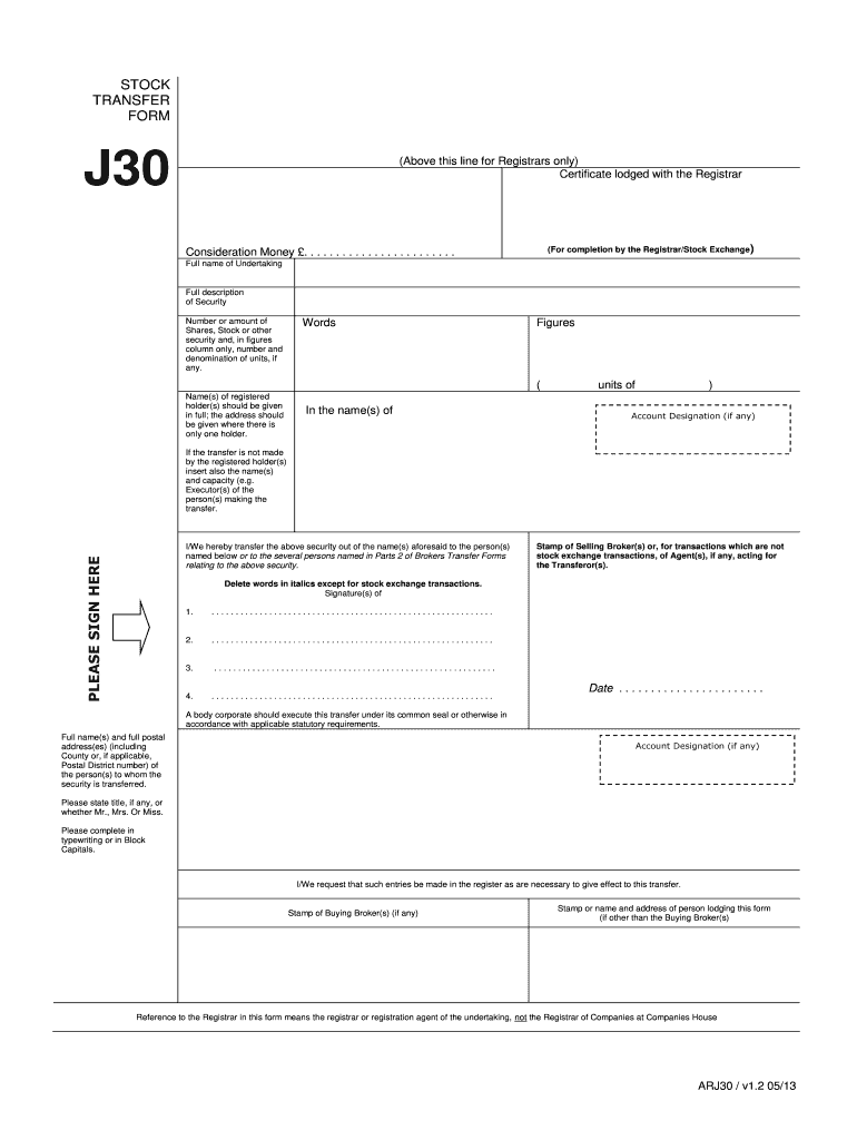 J30 Stock Transfer Form Fill Out And Sign Printable PDF Template 