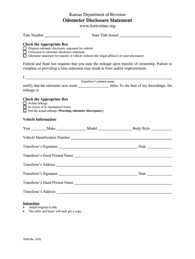 Kansas Dept Of Revenue Tr59 Fill Out And Sign Printable PDF Template 