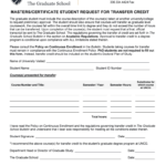 Masterscertificate Student Request For Transfer Credit Fill Out And