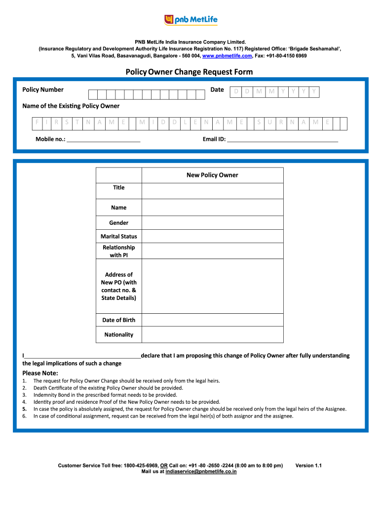 Metlife Change Of Ownership Form Fill Online Printable Fillable 