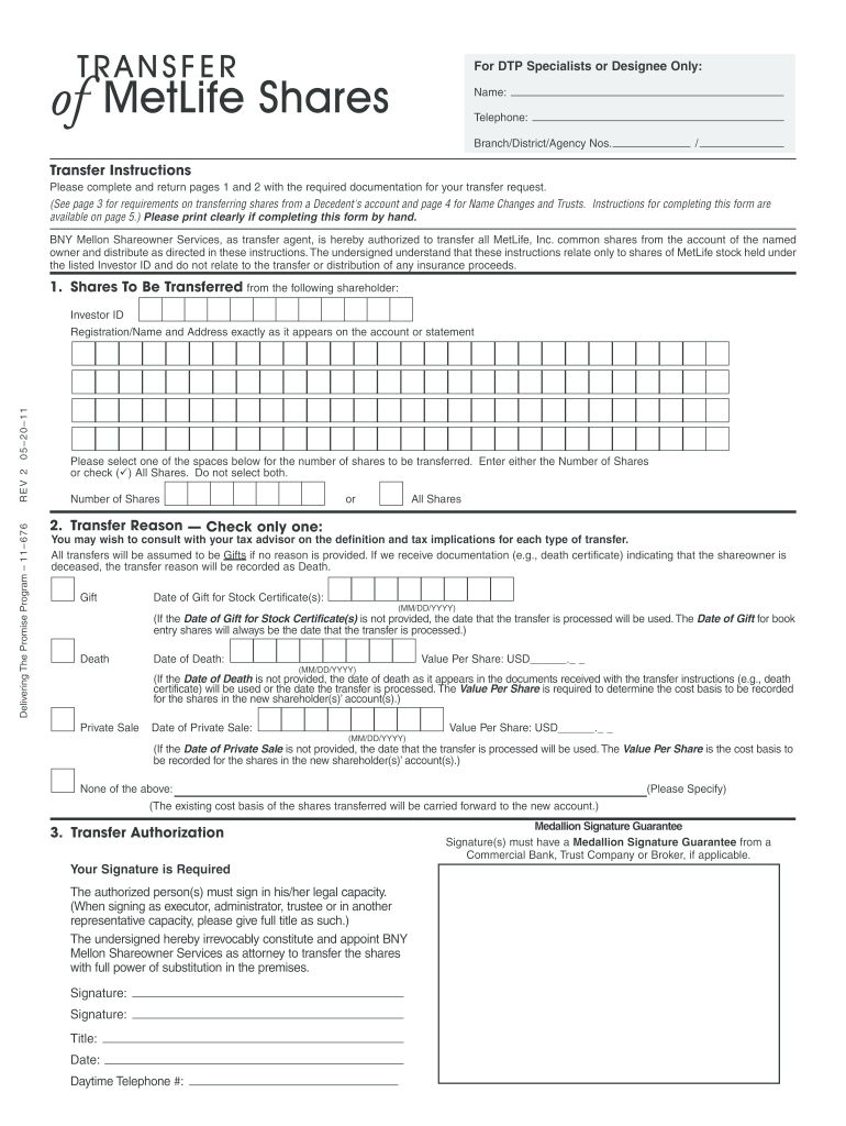 Metlife Stock Deceased Transfer Request Form Fill Out And Sign