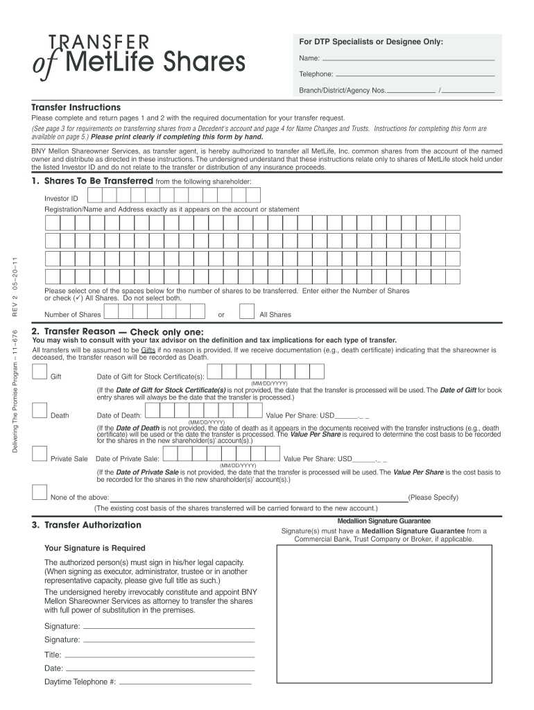 Metlife Stock Deceased Transfer Request Form Fill Out And Sign 