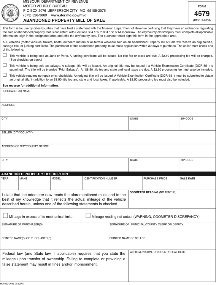 Missouri Car Title Transfer Form General Affidavit Form Missouri 