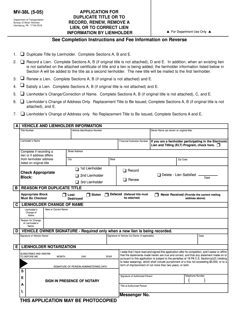 Mv 38l Fill Online Printable Fillable Blank PdfFiller