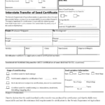 Nevada Interstate Transfer Of Seed Certificate Form Download Fillable