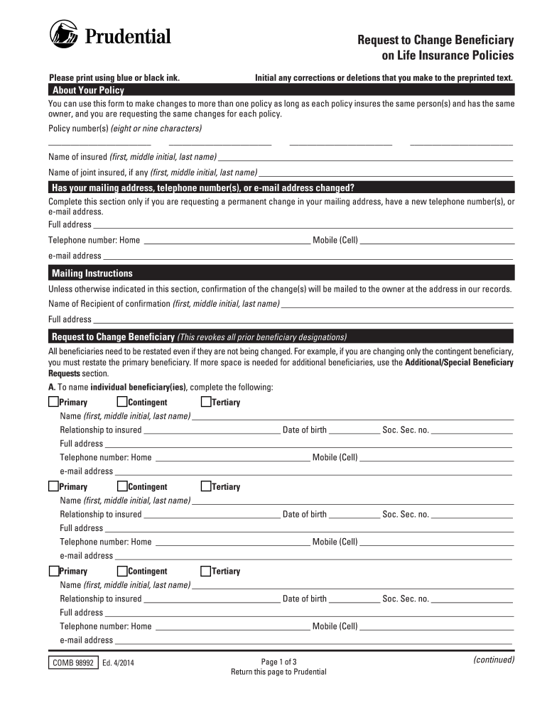 New York Life Change Of Beneficiary Request Fill Out And Sign 