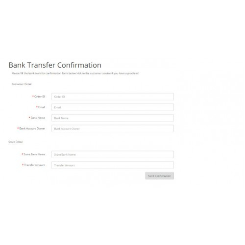 OpenCart Simple Bank Transfer Payment Confirmation FORM