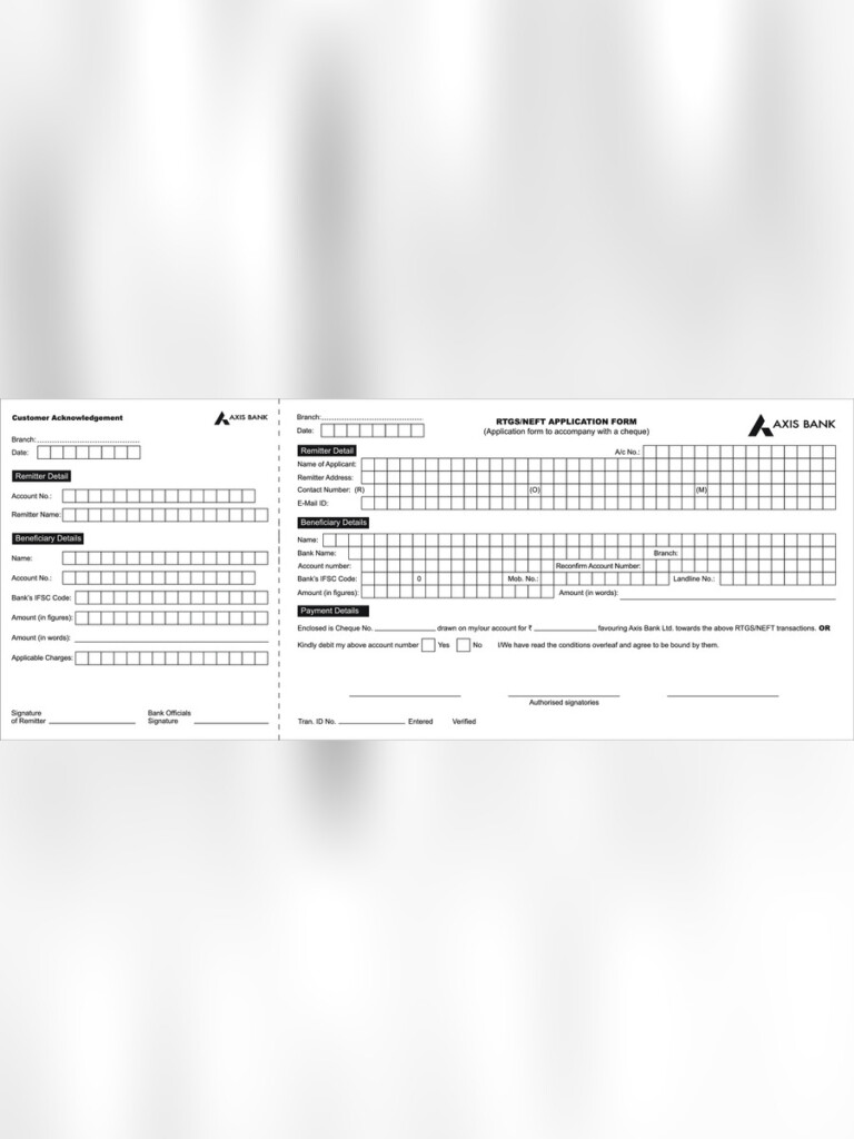  PDF Axis Bank RTGS NEFT Form PDF Download InstaPDF