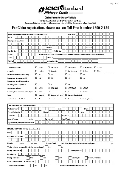  PDF ICICI Lombard Claim Form For Motor Vehicle PDF Download InstaPDF