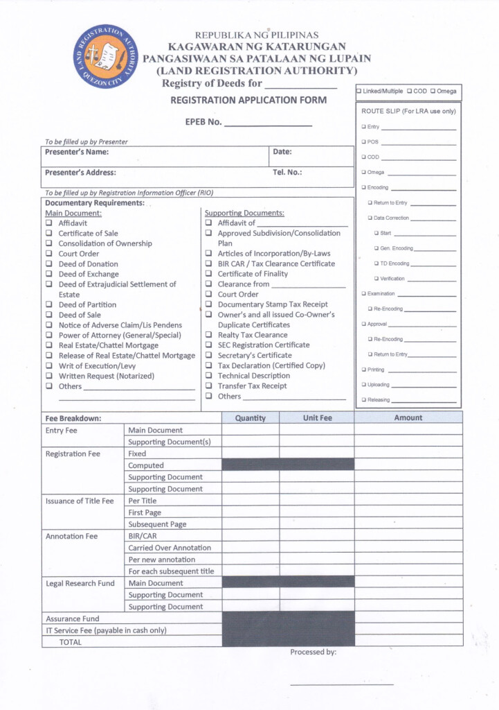 REQUIREMENTS FOR TRANSFERRING LAND TITLES What Is This Registration Of 