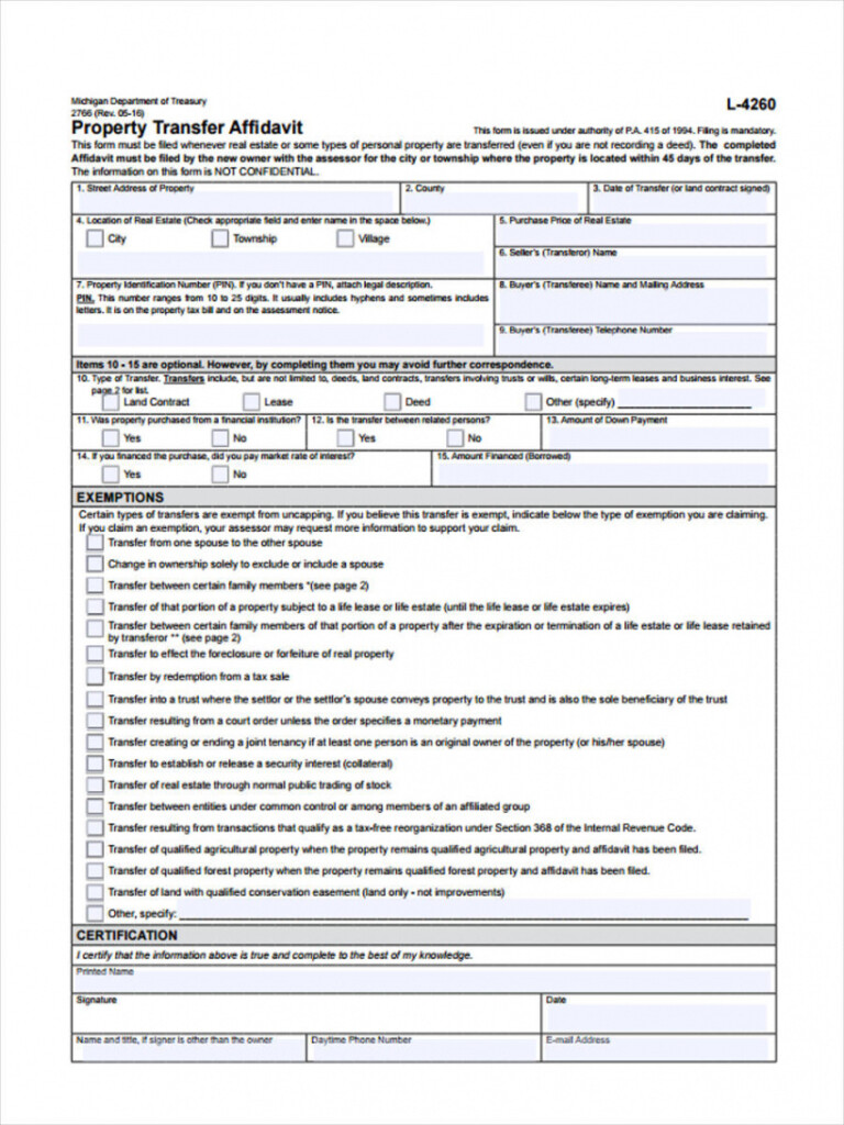 Sample Free 10 Property Transfer Forms In Pdf Ms Word Excel Property 