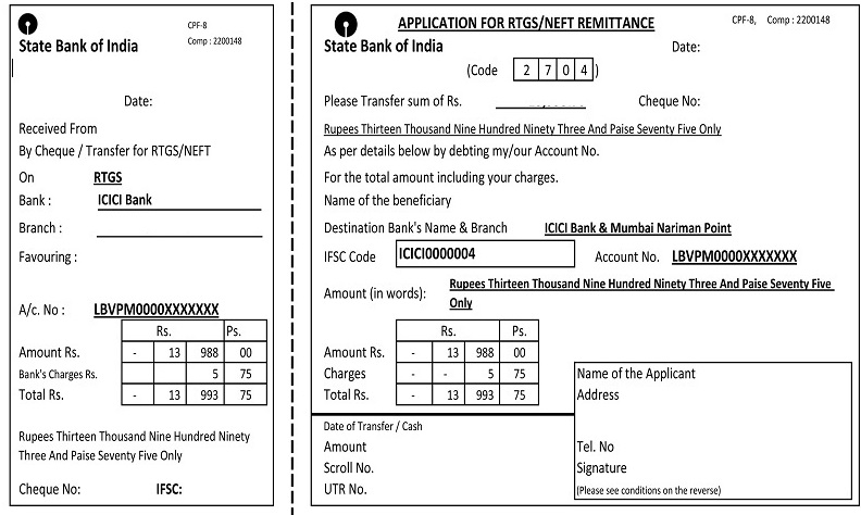 SBI RTGS Form PDF 2021 Download SBI NEFT Form Downloads