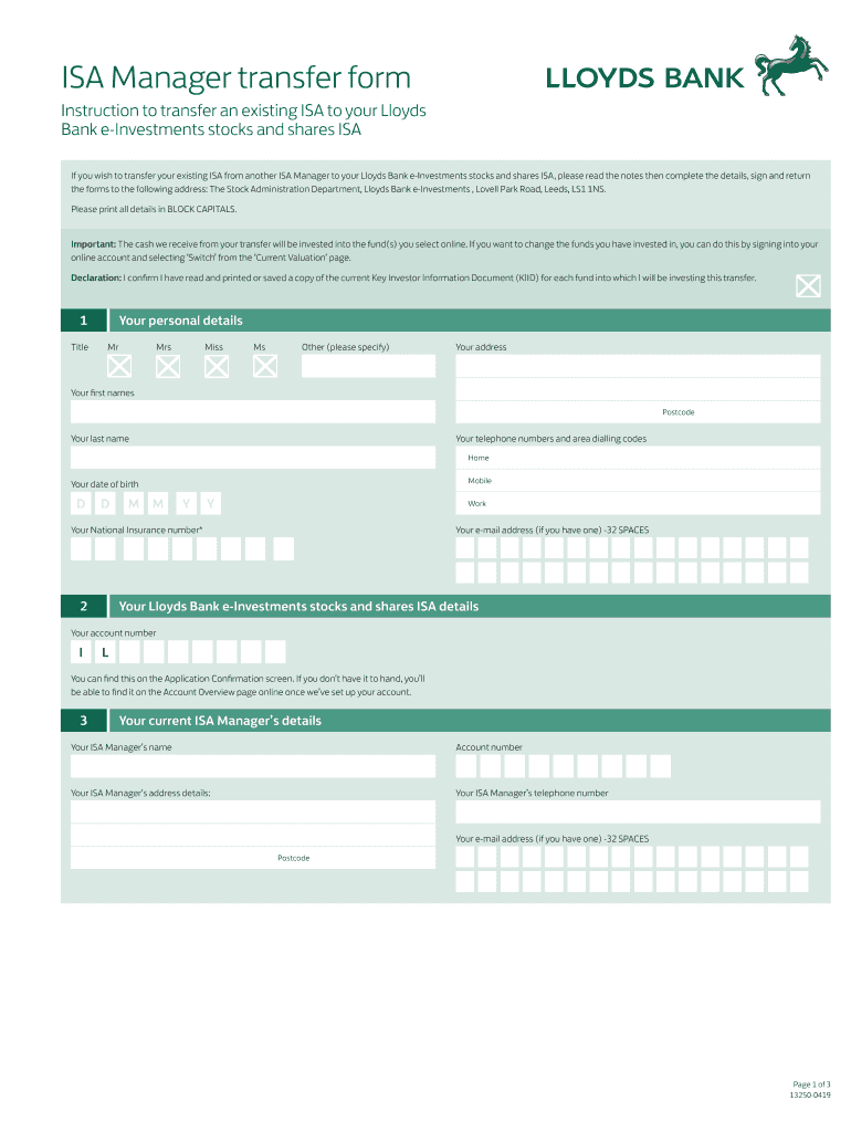 Share Dealing Transfer Forms Investments Lloyds Bank Fill Out And 