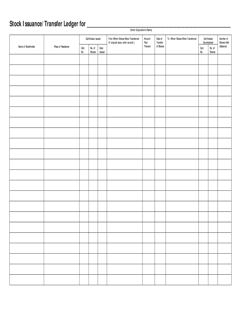 Stock Ledger Template Fill Online Printable Fillable Blank PdfFiller