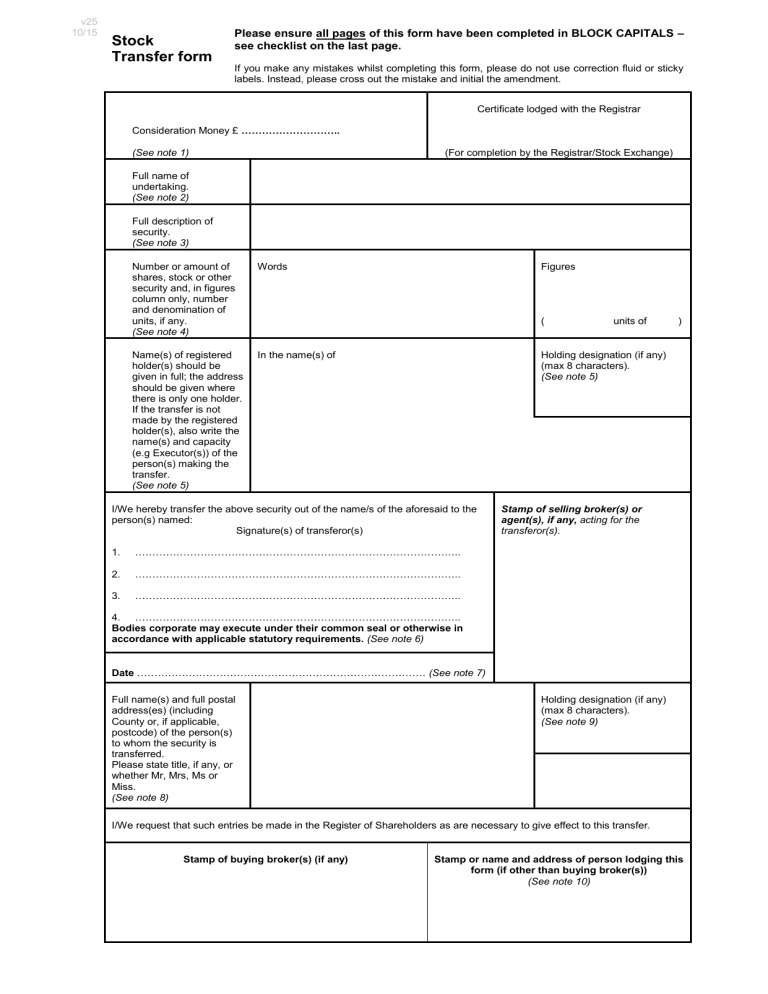 Free 10 Sample Stock Transfer Forms In Pdf Word 8331