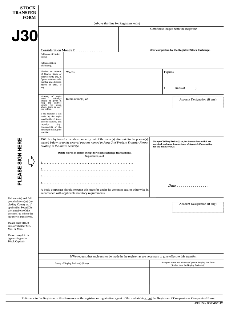 Stock Transfer Form Con40 Fill Out And Sign Printable PDF Template 