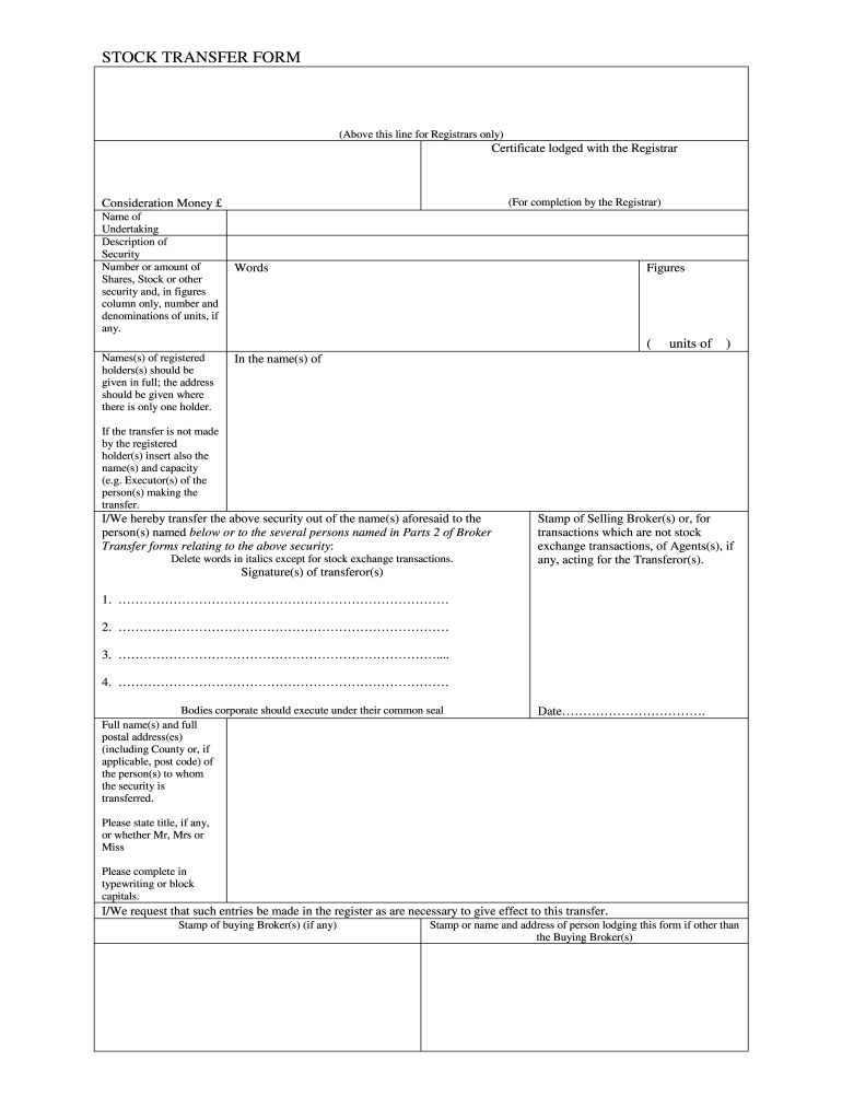 Stock Transfer Form Fill Out And Sign Printable PDF Template SignNow
