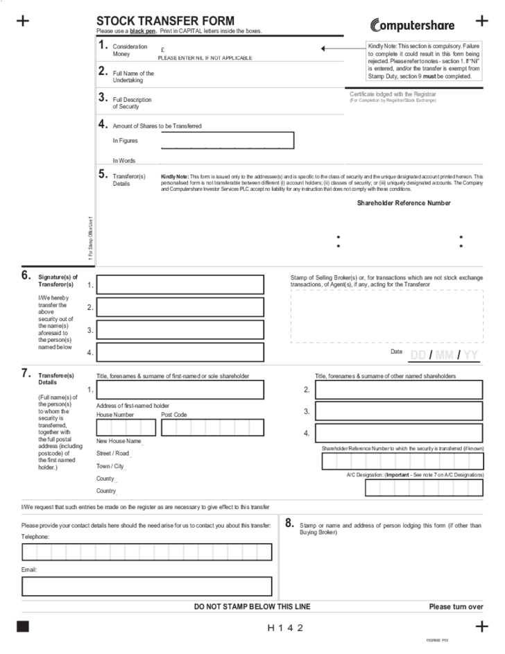 Stock Transfer Format Free Download