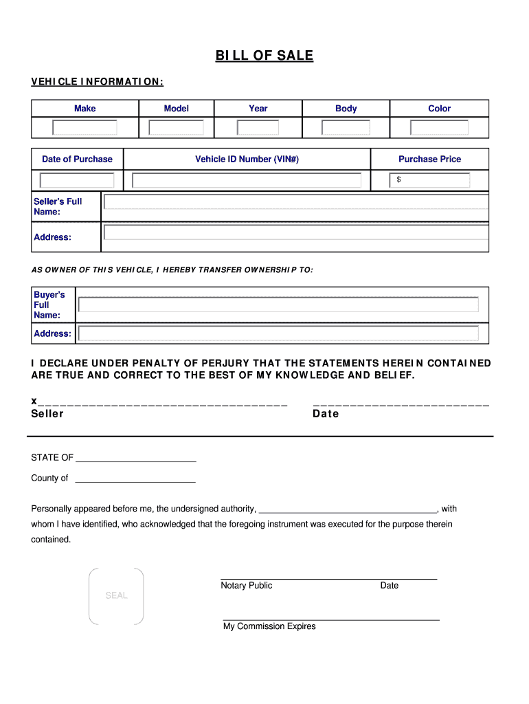 Tennessee Bill Of Sale Fill Online Printable Fillable Blank 