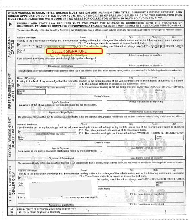 Where To Sign Texas Title Transfer Form TransferForm