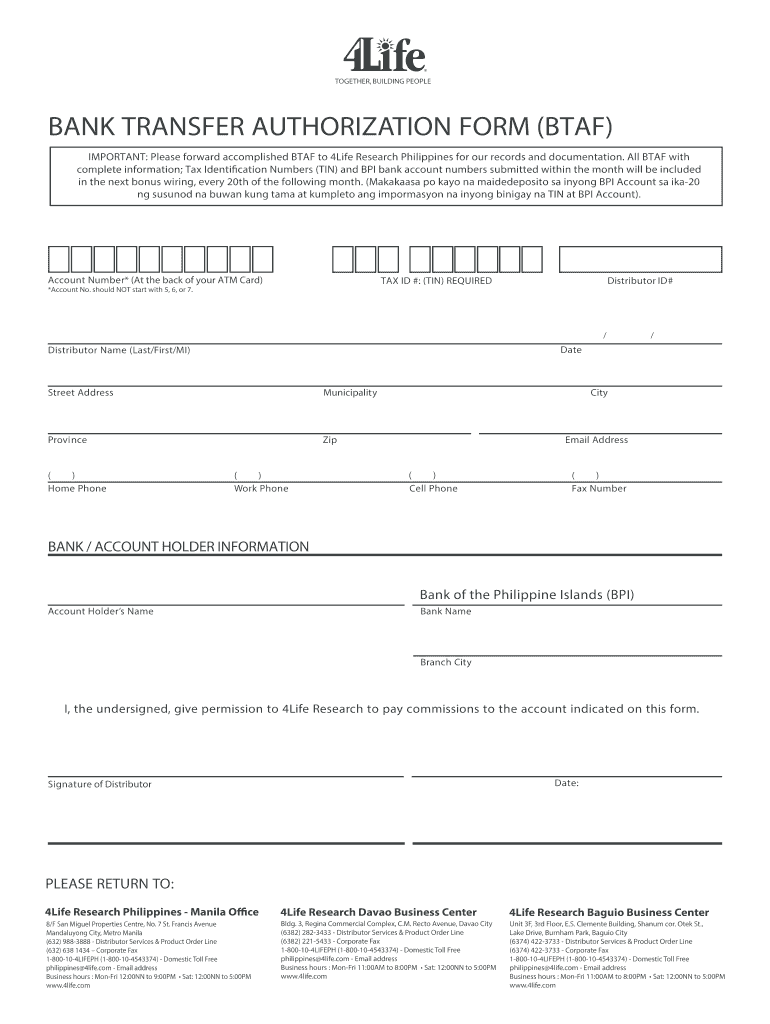 TOGETHER BUILDING PEOPLE BANK TRANSFER AUTHORIZATION FORM Fill And 