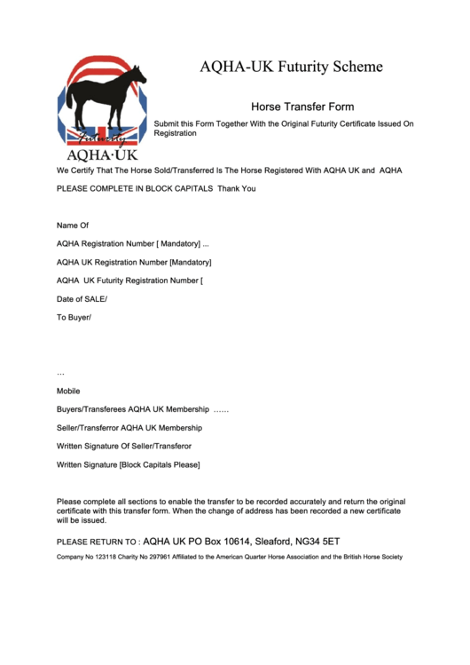 Top 10 Aqha Transfer Form Templates Free To Download In PDF Format