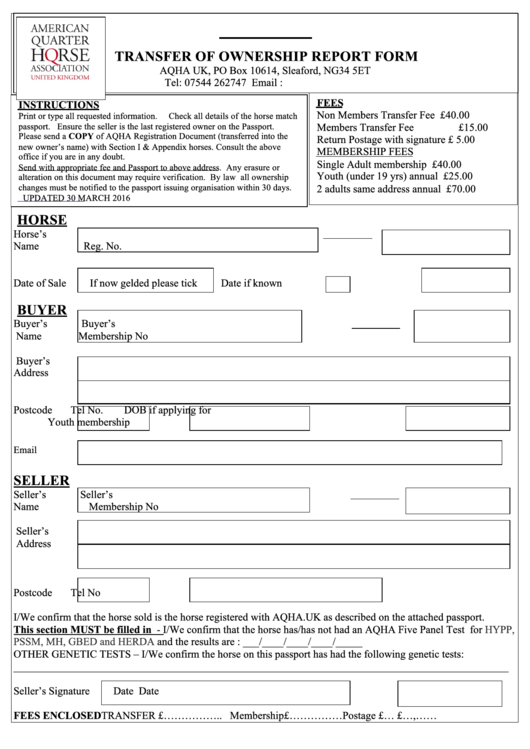 Top 8 Aqha Transfer Form Templates Free To Download In PDF Word And 