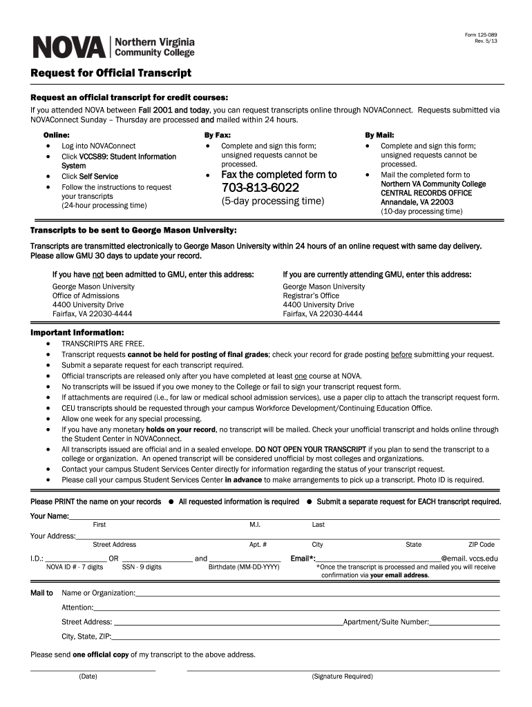 Transcript Nova Fill Online Printable Fillable Blank PdfFiller