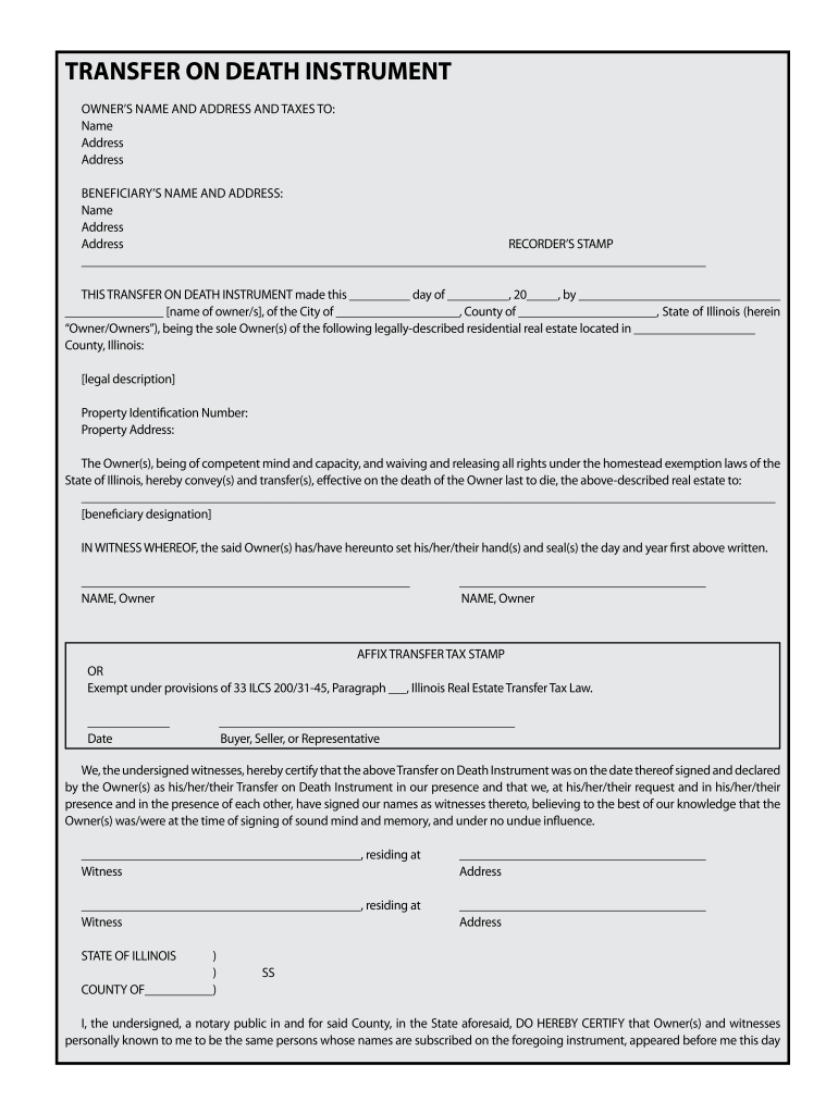 Transfer On Death Deed Illinois Form 2020 2021 Fill And Sign 