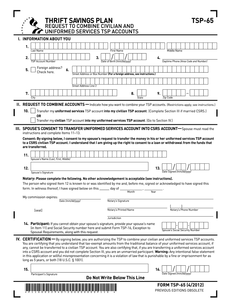 TSP 65 2012 Fill And Sign Printable Template Online US Legal Forms