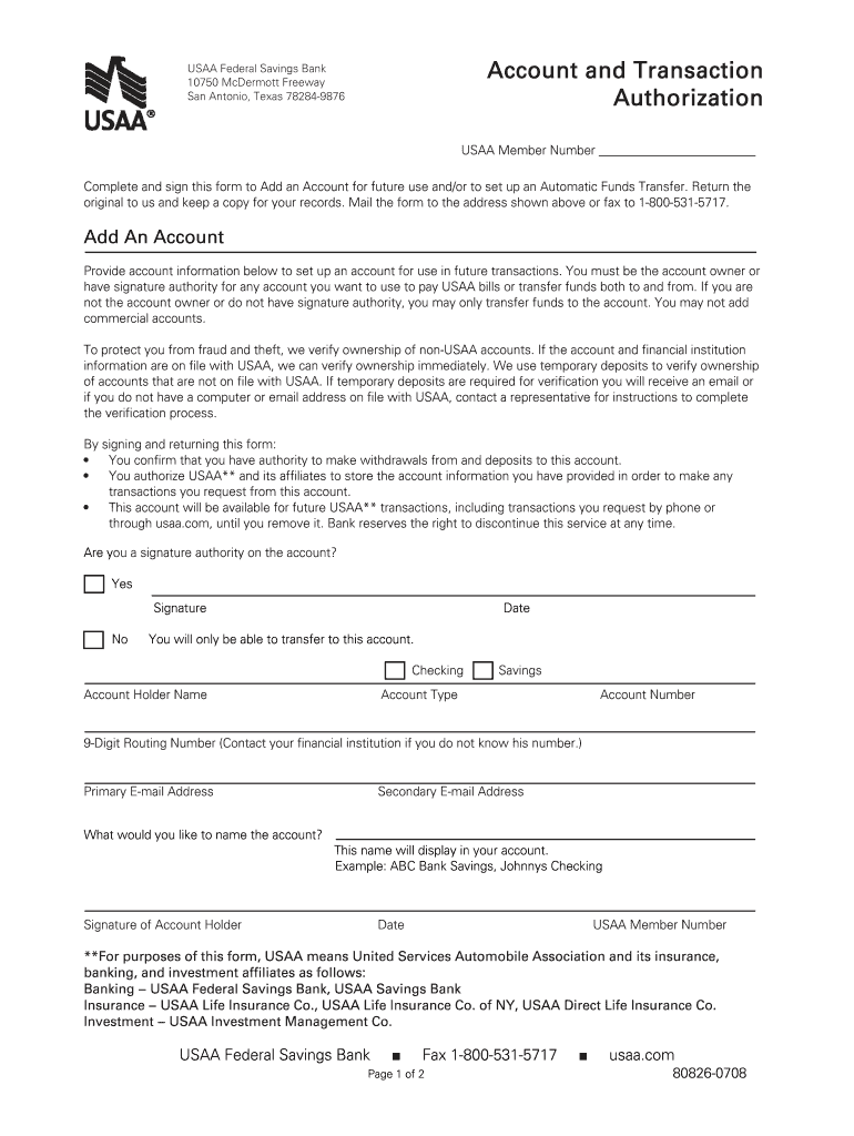 Usaa Direct Deposit Form Fill Online Printable Fillable Blank 