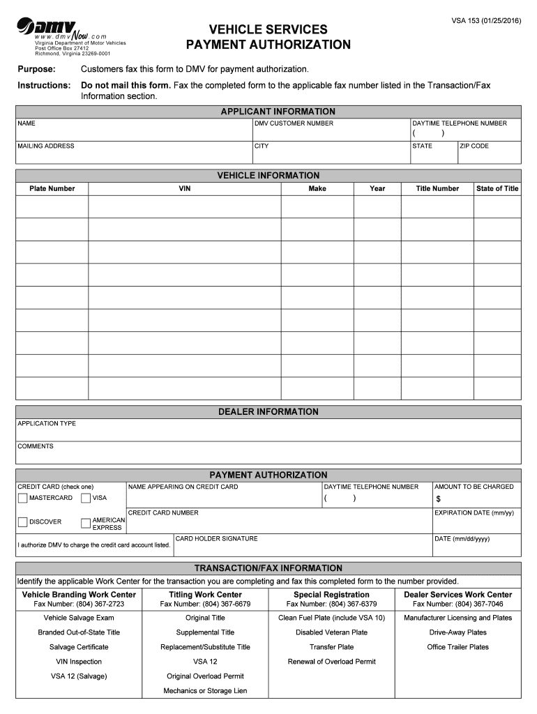 VA DMV VSA 153 2016 2021 Fill And Sign Printable Template Online US 