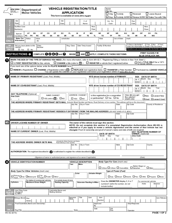 Vehicle Registration Title Application New York Free Download