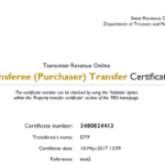 View A Property Transfer Certificate As PDF Document State Revenue