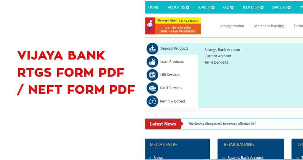 Vijaya Bank RTGS Form PDF Vijaya Bank NEFT Form PDF Banks Guide