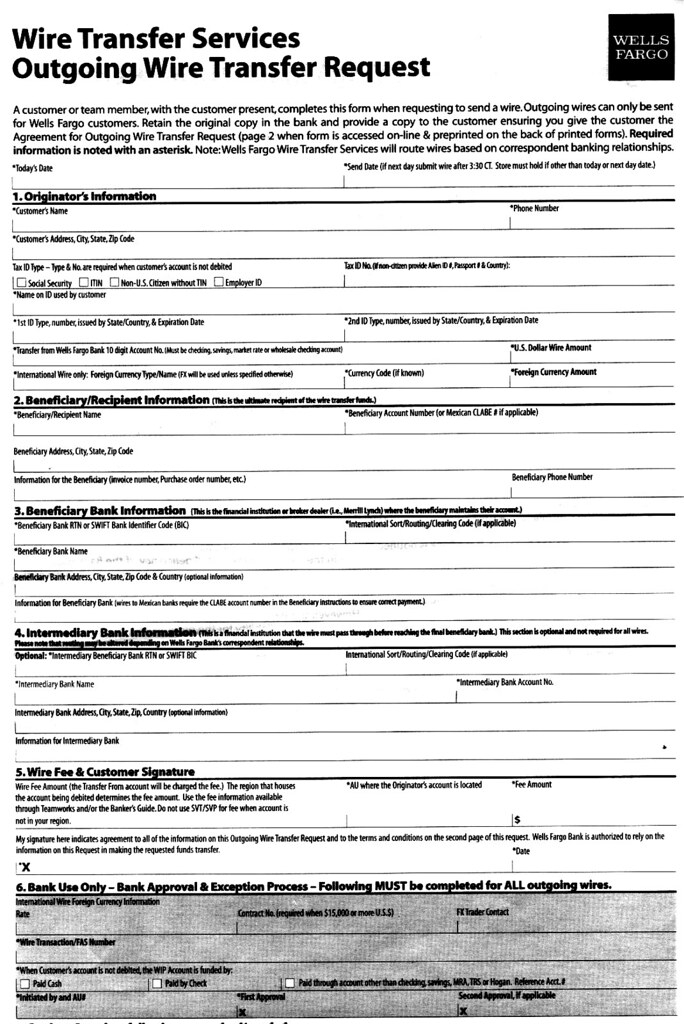 Wells Fargo Wire Transfer Form Yongho Kim Flickr