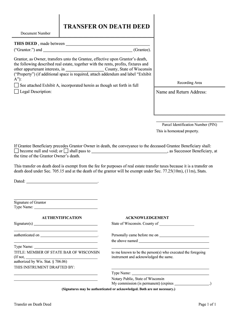 Wi Transfer Death Deed Fill Online Printable Fillable Blank 