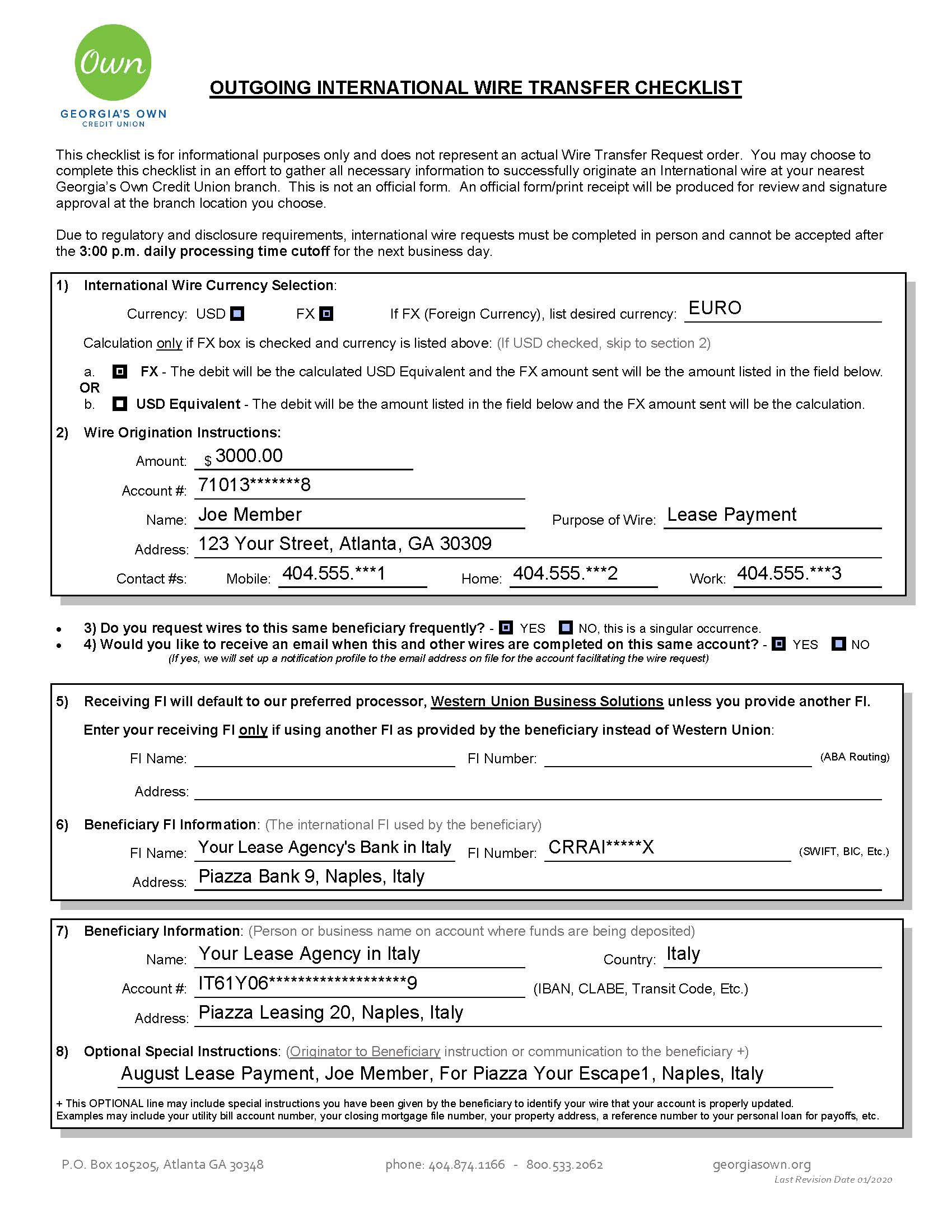 Wire Transfer Instruction Template Chase Addictionary